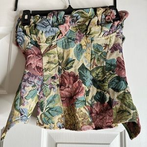 FLORAL STRAPLESS CORSET TOP